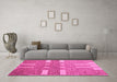 Machine Washable Abstract Pink Modern Rug in a Living Room, wshabs5434pnk