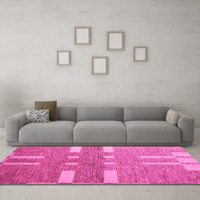 Machine Washable Abstract Pink Modern Rug in a Living Room, wshabs5434pnk