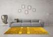 Machine Washable Abstract Yellow Modern Rug in a Living Room, wshabs5434yw