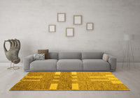 Machine Washable Abstract Yellow Modern Rug, wshabs5434yw