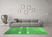 Machine Washable Abstract Emerald Green Modern Area Rugs in a Living Room,, wshabs5434emgrn