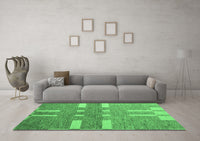 Machine Washable Abstract Emerald Green Modern Rug, wshabs5434emgrn