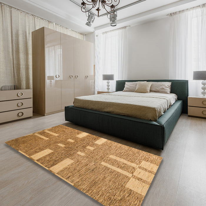 Machine Washable Abstract Orange Rug in a Bedroom, wshabs5434