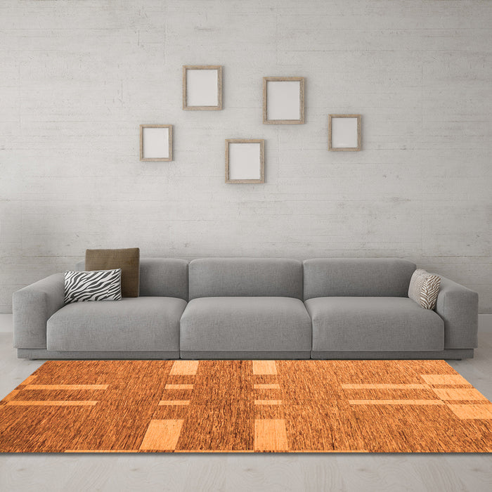 Machine Washable Abstract Orange Modern Area Rugs in a Living Room, wshabs5434org