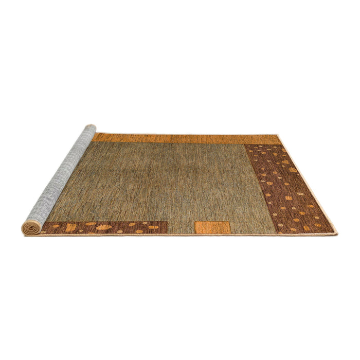 Sideview of Machine Washable Abstract Cinnamon Brown Rug, wshabs5435