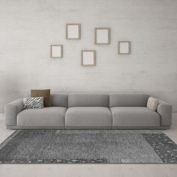 Machine Washable Abstract Gray Modern Rug in a Living Room,, wshabs5435gry