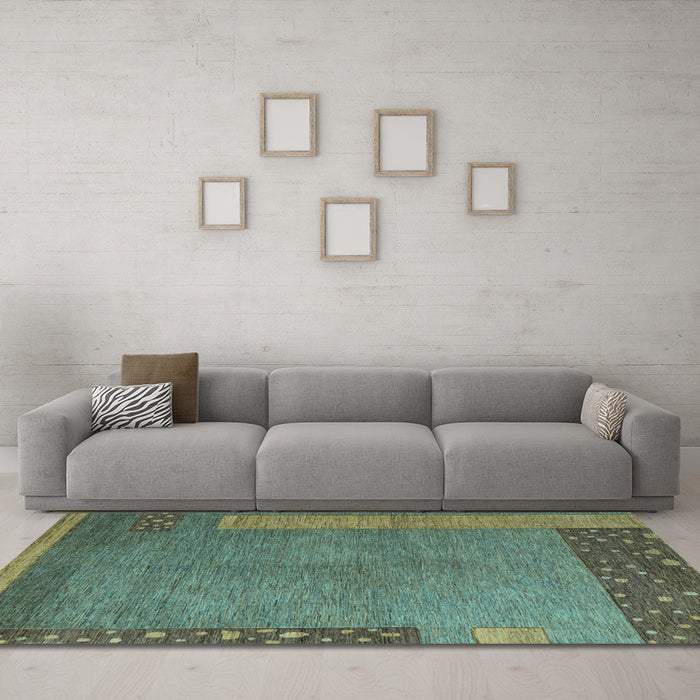 Machine Washable Abstract Light Blue Modern Rug in a Living Room, wshabs5435lblu