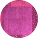 Round Machine Washable Abstract Pink Modern Rug, wshabs5435pnk