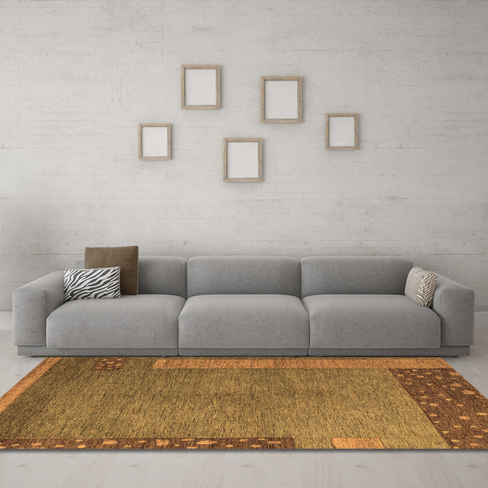 Machine Washable Abstract Brown Modern Rug in a Living Room,, wshabs5435brn