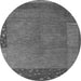 Round Machine Washable Abstract Gray Modern Rug, wshabs5435gry