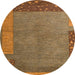 Round Machine Washable Abstract Cinnamon Brown Rug, wshabs5435