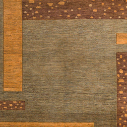 Square Abstract Cinnamon Brown Modern Rug, abs5435