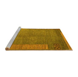 Sideview of Machine Washable Abstract Yellow Modern Rug, wshabs5435yw