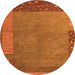 Round Machine Washable Abstract Orange Modern Area Rugs, wshabs5435org