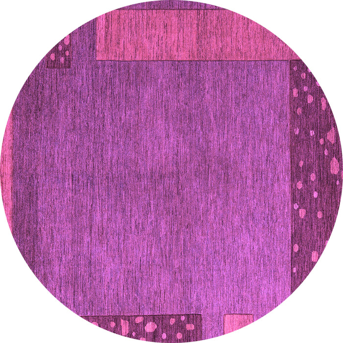 Round Machine Washable Abstract Purple Modern Area Rugs, wshabs5435pur