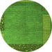 Round Abstract Green Modern Rug, abs5435grn