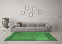 Machine Washable Abstract Emerald Green Modern Rug, wshabs5435emgrn