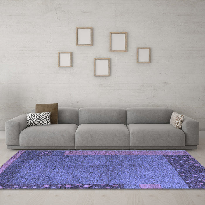 Machine Washable Abstract Blue Modern Rug in a Living Room, wshabs5435blu