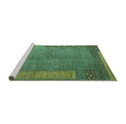 Sideview of Machine Washable Abstract Turquoise Modern Area Rugs, wshabs5435turq