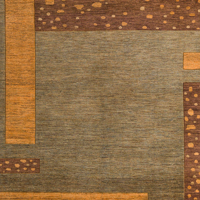 Square Machine Washable Abstract Cinnamon Brown Rug, wshabs5435