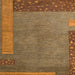 Square Machine Washable Abstract Cinnamon Brown Rug, wshabs5435