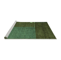 Sideview of Machine Washable Abstract Turquoise Modern Area Rugs, wshabs5436turq