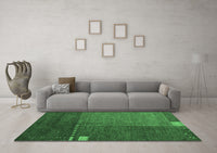 Machine Washable Abstract Emerald Green Modern Rug, wshabs5436emgrn