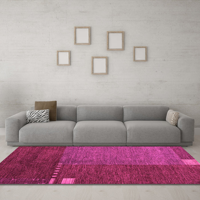 Machine Washable Abstract Pink Modern Rug in a Living Room, wshabs5436pnk