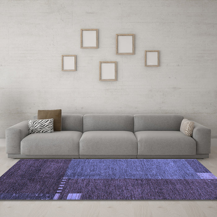 Machine Washable Abstract Blue Modern Rug in a Living Room, wshabs5436blu