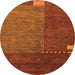 Round Abstract Orange Modern Rug, abs5436org