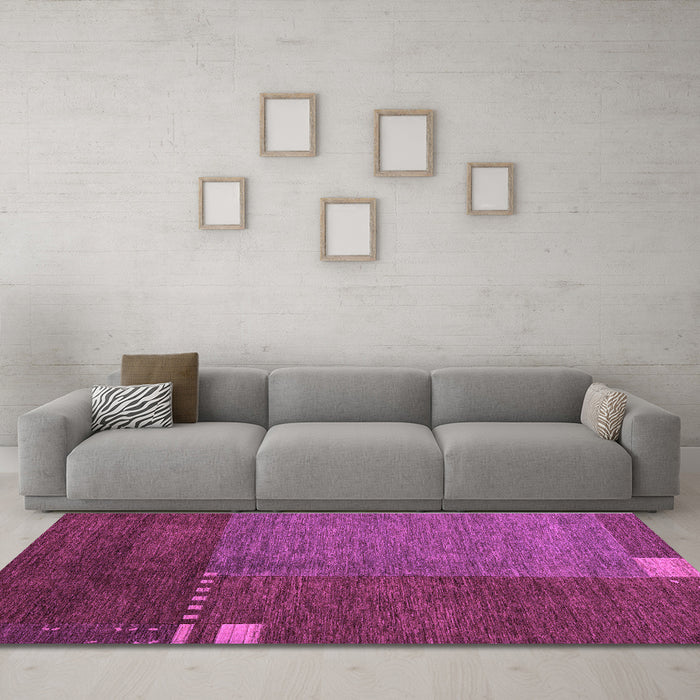 Machine Washable Abstract Purple Modern Area Rugs in a Living Room, wshabs5436pur