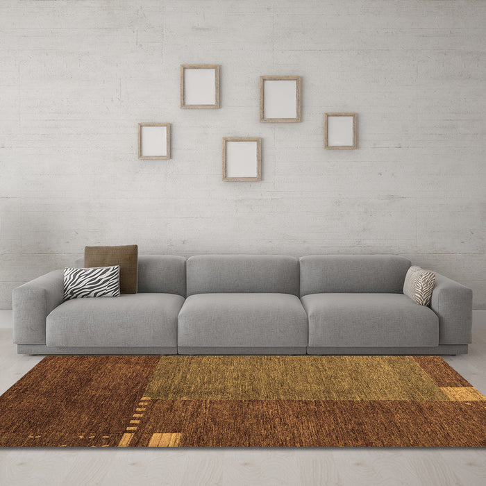 Machine Washable Abstract Brown Modern Rug in a Living Room,, wshabs5436brn