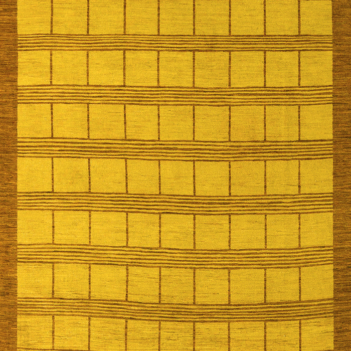 Machine Washable Checkered Yellow Modern Rug, wshabs5437yw