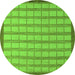 Round Checkered Green Modern Rug, abs5437grn