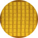 Round Checkered Yellow Modern Rug, abs5437yw