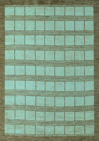 Checkered Light Blue Modern Rug, abs5437lblu