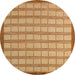 Round Abstract Orange Checkered Rug, abs5437