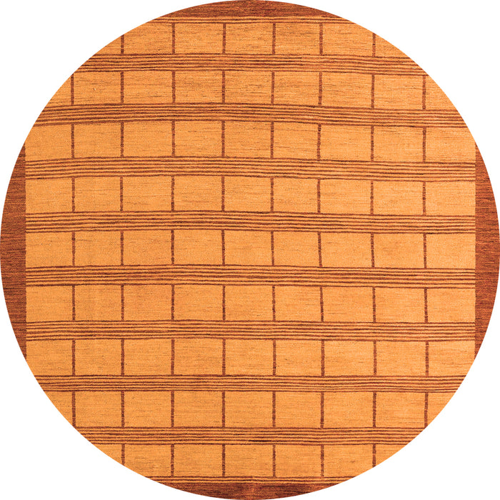 Round Checkered Orange Modern Rug, abs5437org