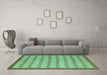 Machine Washable Checkered Turquoise Modern Area Rugs in a Living Room,, wshabs5437turq