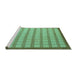 Sideview of Machine Washable Checkered Turquoise Modern Area Rugs, wshabs5437turq