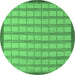 Round Checkered Emerald Green Modern Rug, abs5437emgrn