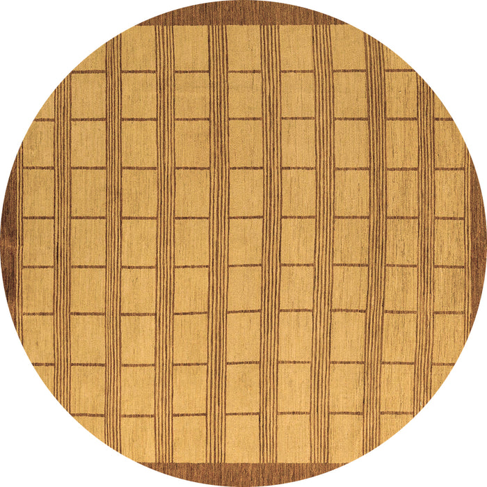 Round Machine Washable Checkered Brown Modern Rug, wshabs5437brn