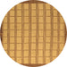 Round Machine Washable Checkered Brown Modern Rug, wshabs5437brn