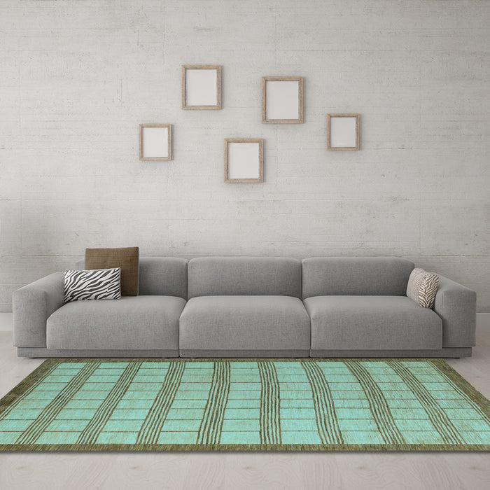 Machine Washable Checkered Light Blue Modern Rug in a Living Room, wshabs5437lblu
