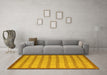 Machine Washable Checkered Yellow Modern Rug in a Living Room, wshabs5437yw