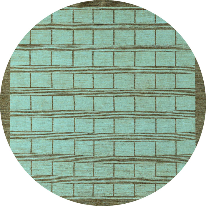 Round Machine Washable Checkered Light Blue Modern Rug, wshabs5437lblu