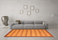 Machine Washable Checkered Orange Modern Rug, wshabs5437org