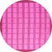 Round Checkered Pink Modern Rug, abs5437pnk