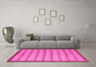 Machine Washable Checkered Pink Modern Rug in a Living Room, wshabs5437pnk