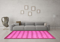 Machine Washable Checkered Pink Modern Rug, wshabs5437pnk